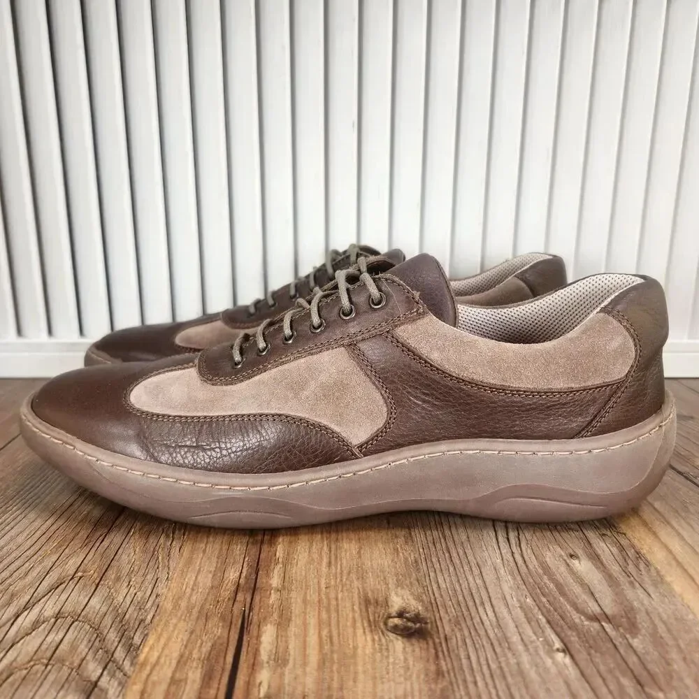 E.T. Wright Lace Up Oxfords Mens 10 B Two Tone Brown Leather Made In Italy Shoes